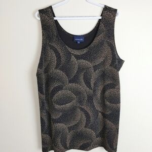 Addition Elle Black Gold Sparkly Sleeve less Tank top 1x plus